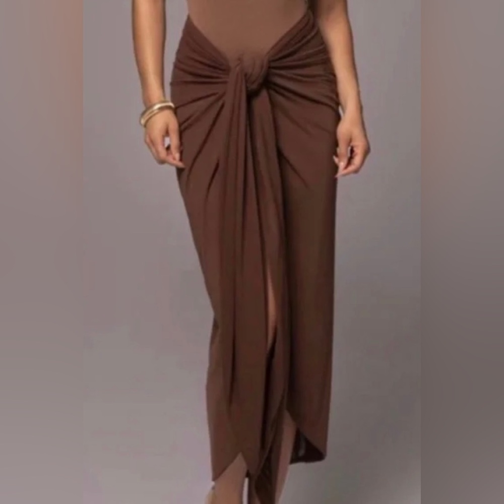 Naked Wardrobe Swim NWOT Sheer Mesh Cover up in Dark Cocoa